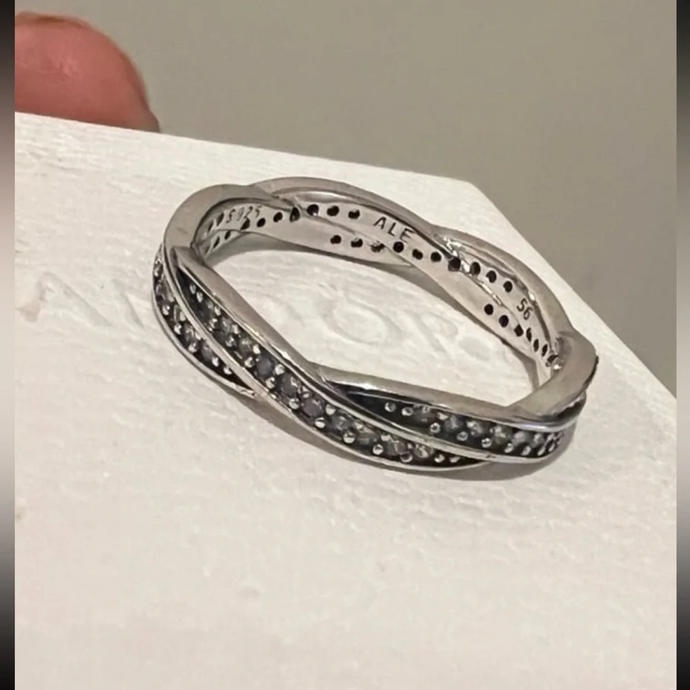 New Authentic Pandora Ring Twist Of Fate Sterling Silver ring 190892CZ s…